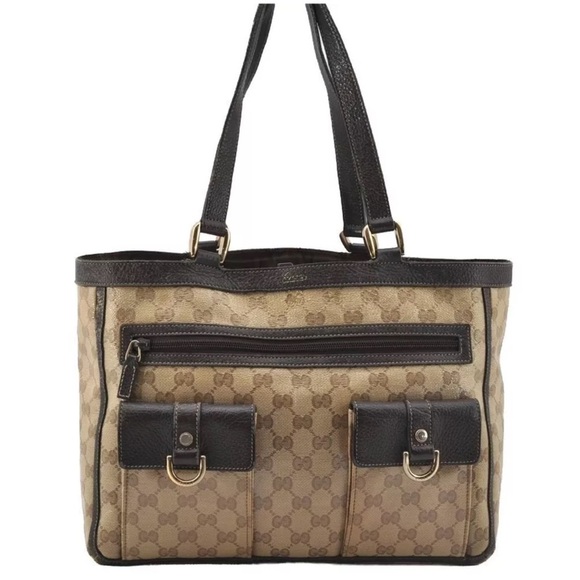 GUCCI GG Crystal Abbey Shoulder Tote Bag GG PVC Leather Brown 🤎 - Picture 1 of 16